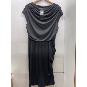 Clocolor Womens Black Ruched Cowl Neck Draped Bodycon Cocktail Dress 2XL NEW